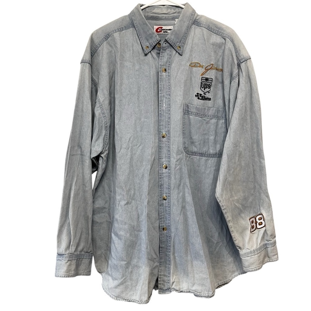 Competitors View Vintage Dale Jarrett 88 NASCAR Denim Button Down UPS Racing XL